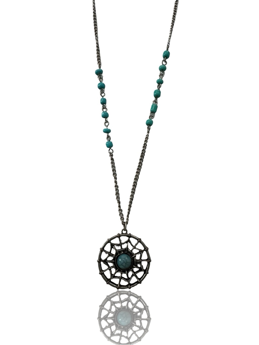 3 for $25 Unique Bargains Turquoise Bead and Filigree Spiderweb Pendant Necklace